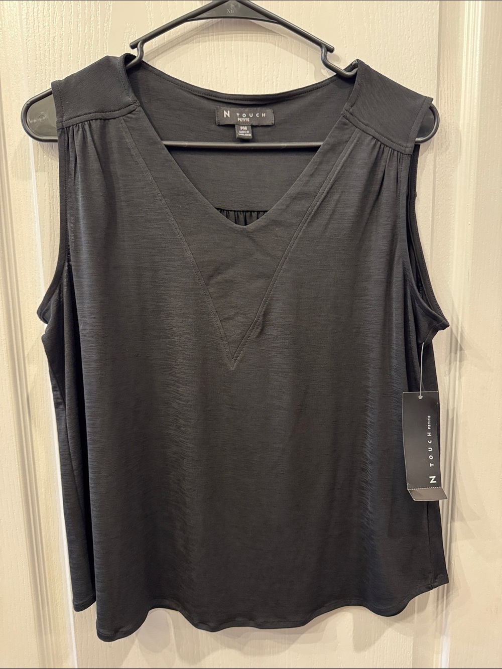 N Touch Black V-Neck Sleeveless Tank Top